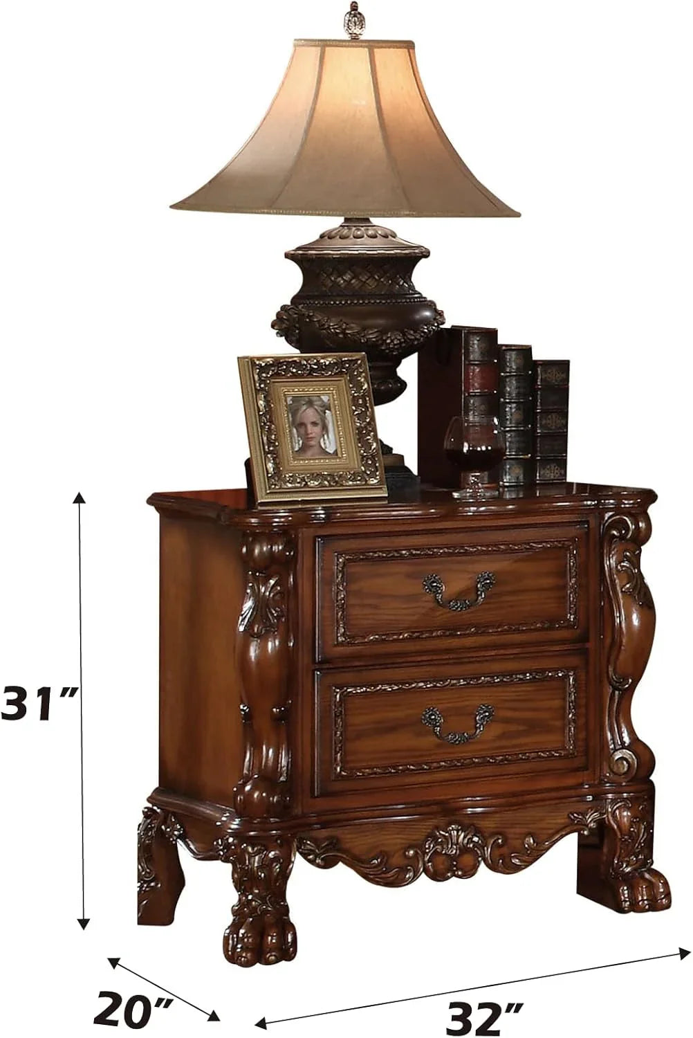 Nightstand - 12143 - Apricot color, length 31.75 inches, width 20 inches, height 30.5 inches