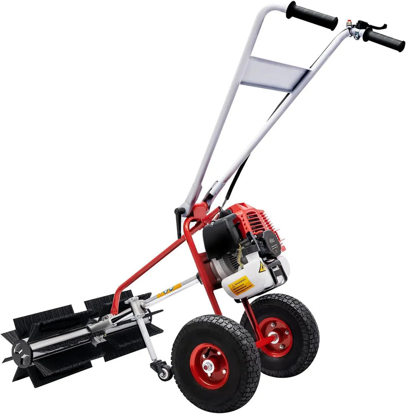 43cc 1.7HP Gas Powered Broom, 2 Stroke Power Sweeper Handheld Gasoline Power Broom Sweeping Machine for Garden Lawn Yard Sidewalk Driveway Turf Grass Cleaning, 600mm Nylon Brush Sweeping broom L4438