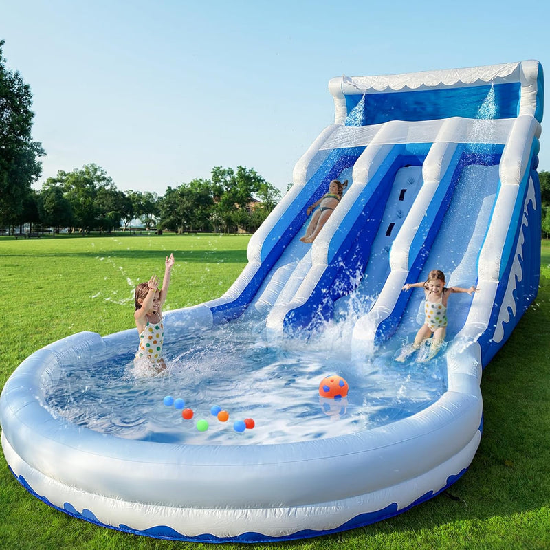 Large Inflatable Water Slide Swimming Pool Play Center, Commercial Grade Lightweight Premium Water Slide Bounce House 20.6x9.5x9.3Ft for Kids and Adults (with Blower) T6151