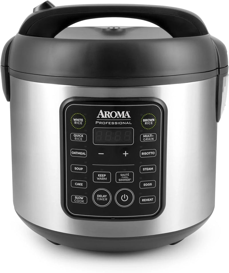 Digital rice cooker, 4 cup capacity (uncooked state) / 8 cup capacity (cooked state), steamer, multi-functional cooking pot, slow cooker, oatmeal pot, automatic insulation function, 2 gallons, stainless steel shell U4429