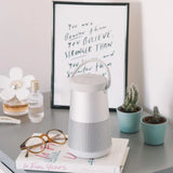 Wireless speaker, portable speaker with microphone, wireless and waterproof, 360-degree omnidirectional sound output, long-lasting battery and handle, silver appearance
