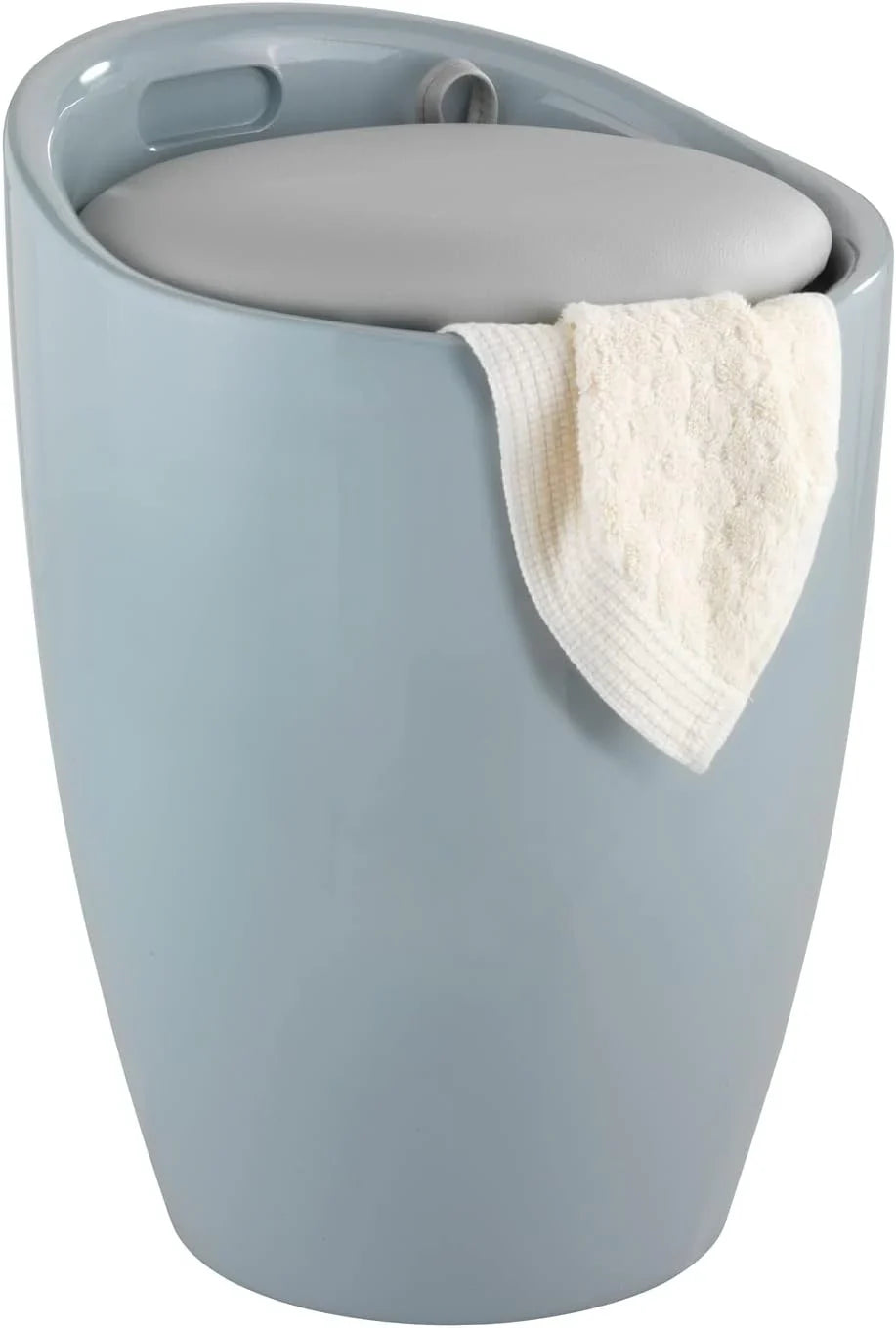Bathroom stool with laundry basket, storage stool with soft padded seat, white stool for laundry sorting and storage, size 14.2 x 19.9 x 14.2 inches, white, 1-piece set