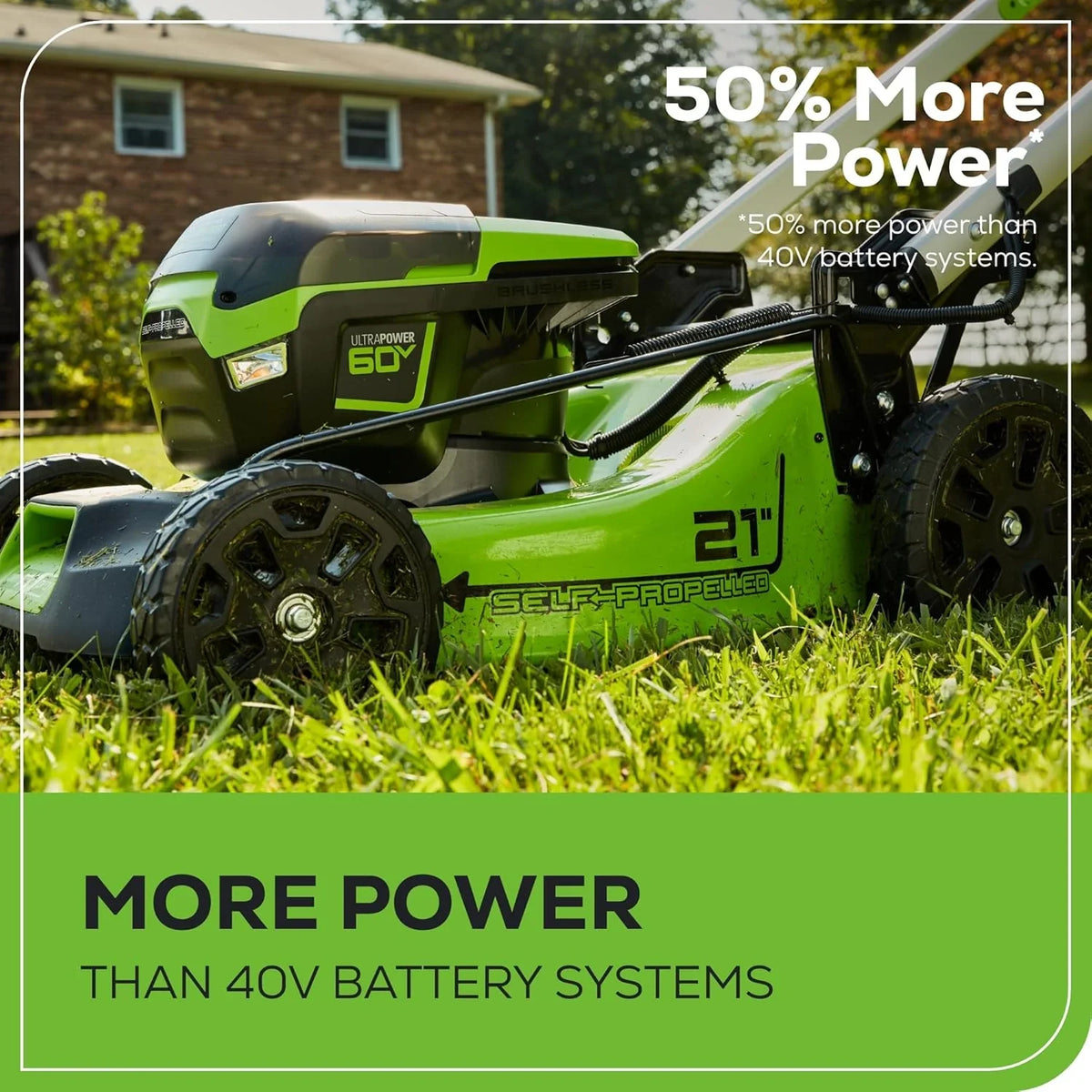 60V 21” Cordless (Self-Propelled) Lawn Mower, 2 x 4.0Ah Batteries and Dual Port Rapid Charger