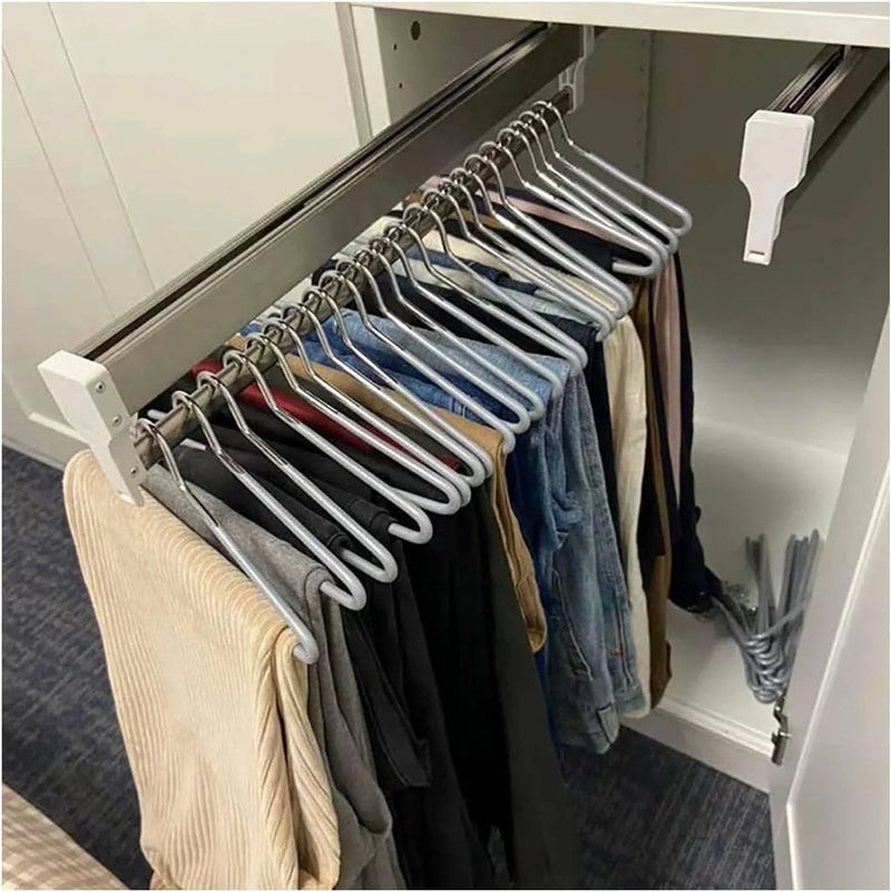 Floor-Standing Solid Wood Rotating Coat Rack，Adjustable Steel Clothes Rail - Extendable 30-80cm Garment Organizer for Closet Storage, Heavy-Duty 25kg Load Capacity, Space-Saving Hanger Rack Q6694