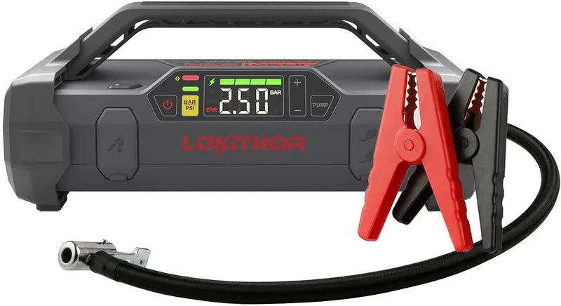 Jump Starter 2000Amp 20000mAh 12V Car Battery Booster Pack for Upto 8L Gas or 6L Diesel, 150 PSI Air Compressor with Damping Technology,Portable Power Bank with Handle Bar and Emergency Light L837