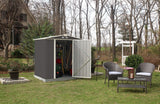 Arrow EZEE Galvanized Steel Storage Shed with Low Gable Roof, Charcoal/Cream, 6-ft x 5-ft
