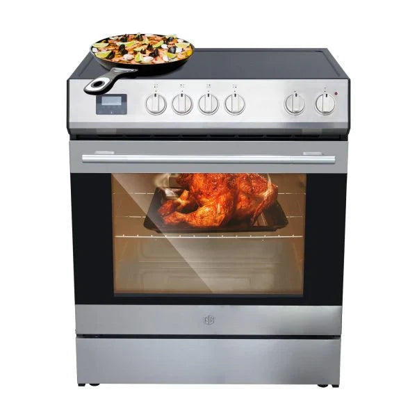 Front Control Electric Range Oven with 5 Cooktop Elements with 6 Cooking Power Options, Freestanding Oven, 5.0 cu. ft. Capacity Stainless Steel Q4129