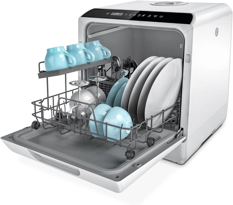 Countertop Dishwasher, 5 Washing Programs Portable Dishwasher With 5-Liter Built-in Water Tank For Glass Door Y1799