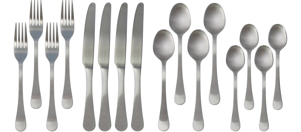 Basic Stainless Steel Flatware Set, Serves 4, 16-pc