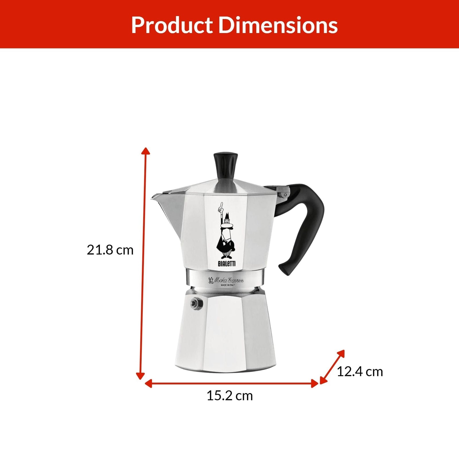 Moka Pot with Ergonomic Anti-Scale Handle, 6-Cup