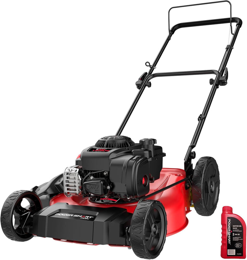 21" 2-in-1 Push Lawn Mower, 125cc Engine, Adjustable Cutting Height, Lightweight, Easy Assembly T6118