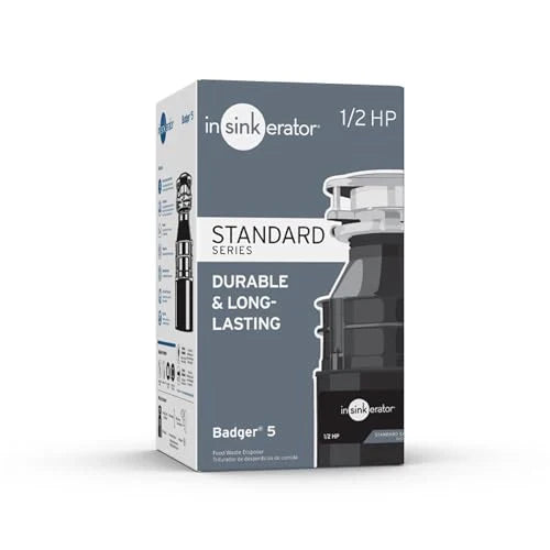 Badger 5 Garbage Disposal, 1/2 HP Continuous Feed, Durable Steel, Easy Install