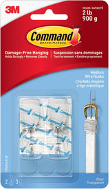 Command Medium Wire Toggle Hooks with Adhesive Strips, Clear, 2-lbs, 2 Strips per Pack