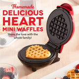 Dash Heart Compact Mini, Non-Stick Waffle Maker, Red
