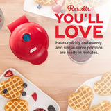 Dash Heart Compact Mini, Non-Stick Waffle Maker, Red