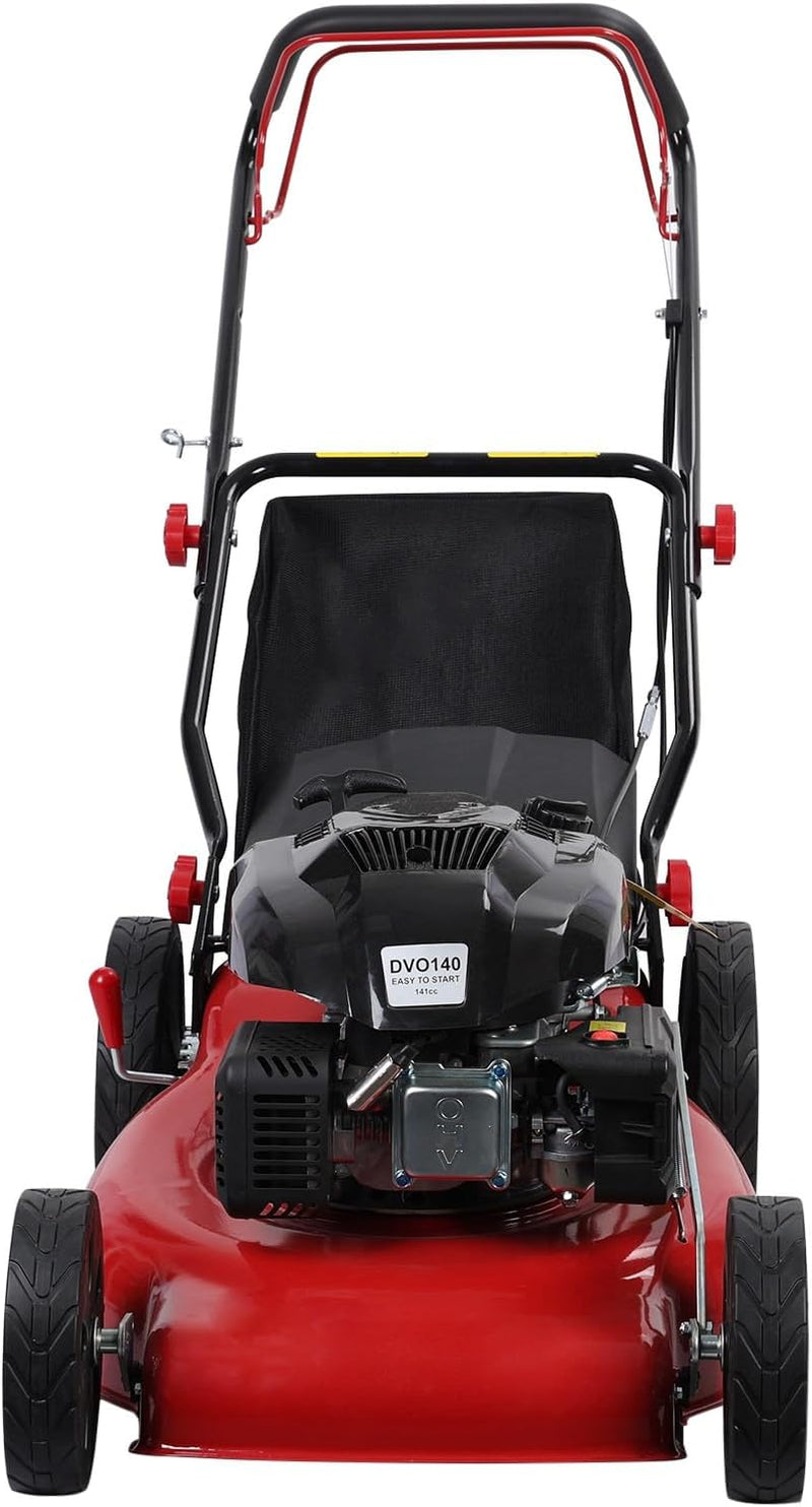 Self-propelled lawn mower, 141cc four-stroke gasoline engine, lawn mower with 20-inch blades, rear-wheel drive, push-type lawn mower, equipped with a 50-liter hay storage tank, rear wheel diameter 10 inches, rotational speed 2850 revolutions per minu P719