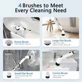 Electric Spin Scrubber, Full-Body IPX7 Waterproof Bathroom Scrubber with Power LCD Display, Adjustable Extension Handle, Cordless Shower Cleaner Brush for Bathtub Kitchen Wall Cleaning