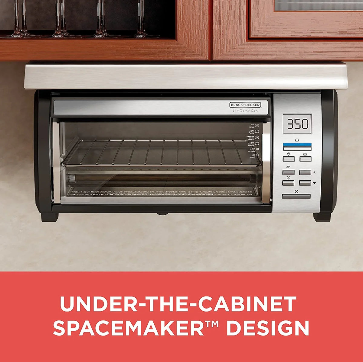 BLACK DECKER SpaceMaker Under Counter Toaster Oven, Digital Controls, Black/Stainless Steel, Fits 9-测-- Pizza or 4 Slices