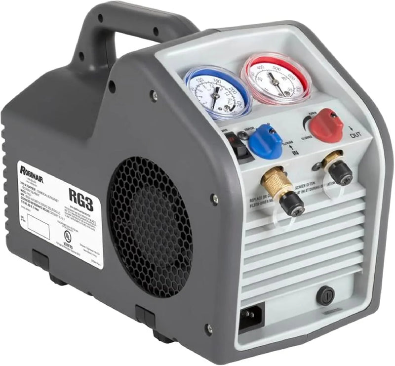 (Portable Refrigerant Recovery Machine – 115V, 60Hz, for Both Liquid and Vapor Refrigerant, White-Robinair O4302