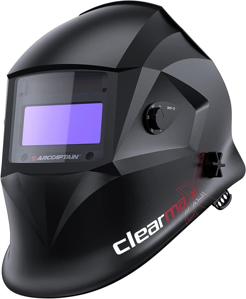 Welding Helmet Auto Darkening, True Color Solar Powered Welding Mask with 4 Arc Sensor, 1/1/1/1 Optical Clarity and Adjustable Shade 4/9-13 Welder Helmet G2303