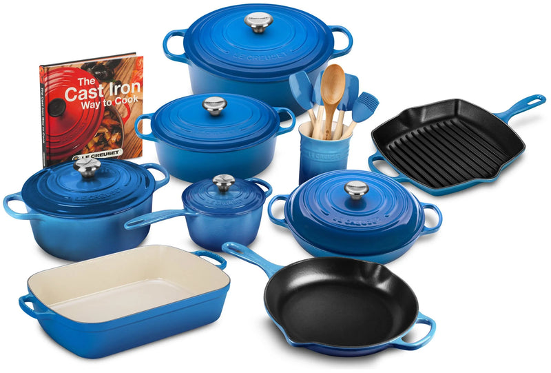 20-piece Signature Cast Iron Cookware Set,10.25 Skillet,1.75-quart Saucepan with Lid Z3593