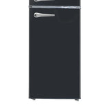 7.5 cu ft Black Retro Top Mount Refrigerator with Classic Chrome Handle