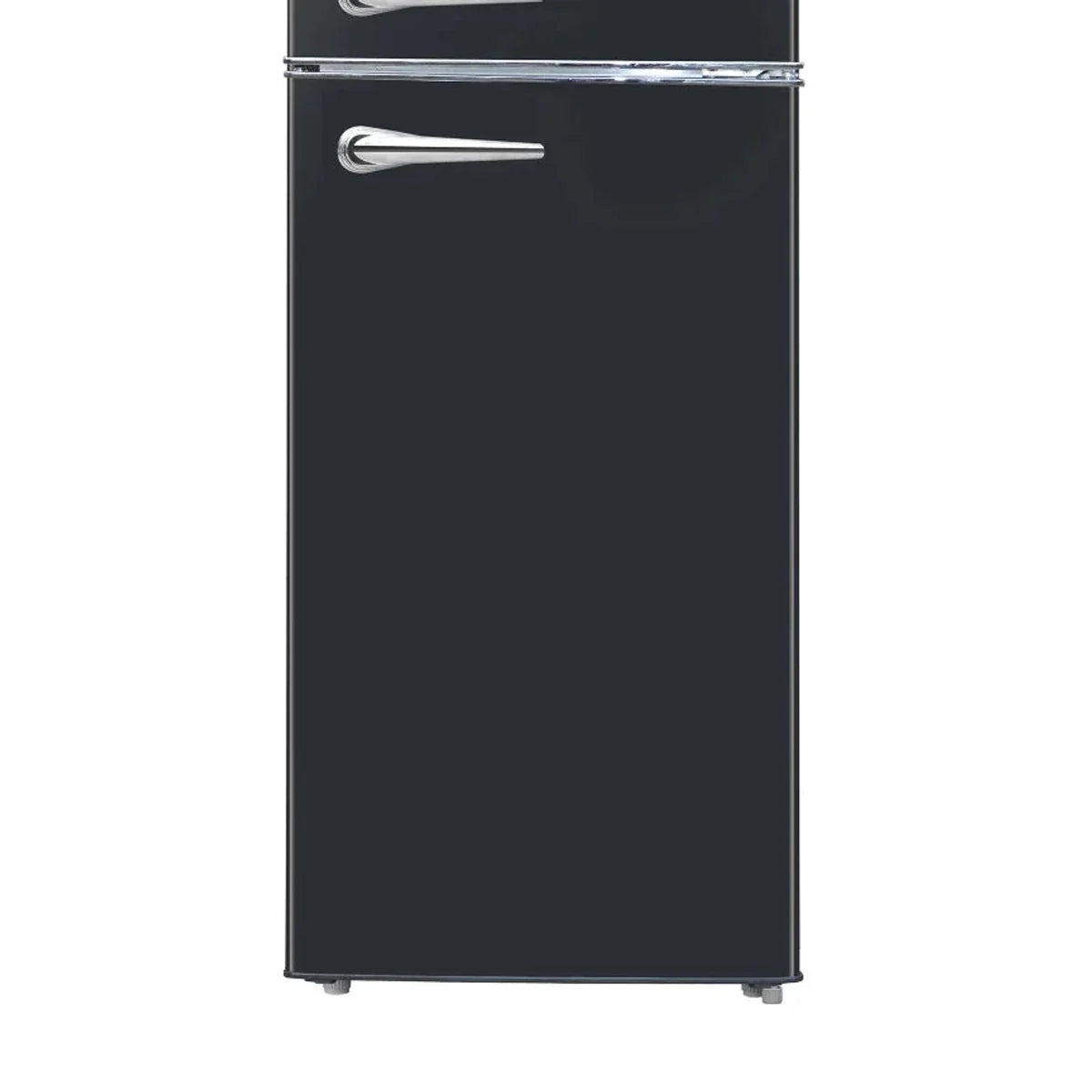 7.5 cu ft Black Retro Top Mount Refrigerator with Classic Chrome Handle