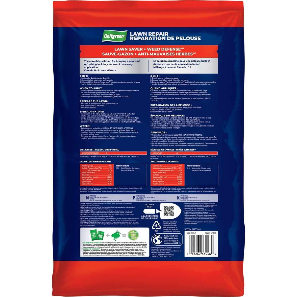 1-Step Lawn Saver + Weed Defense 10-02-02 Grass Seed, 4-kg