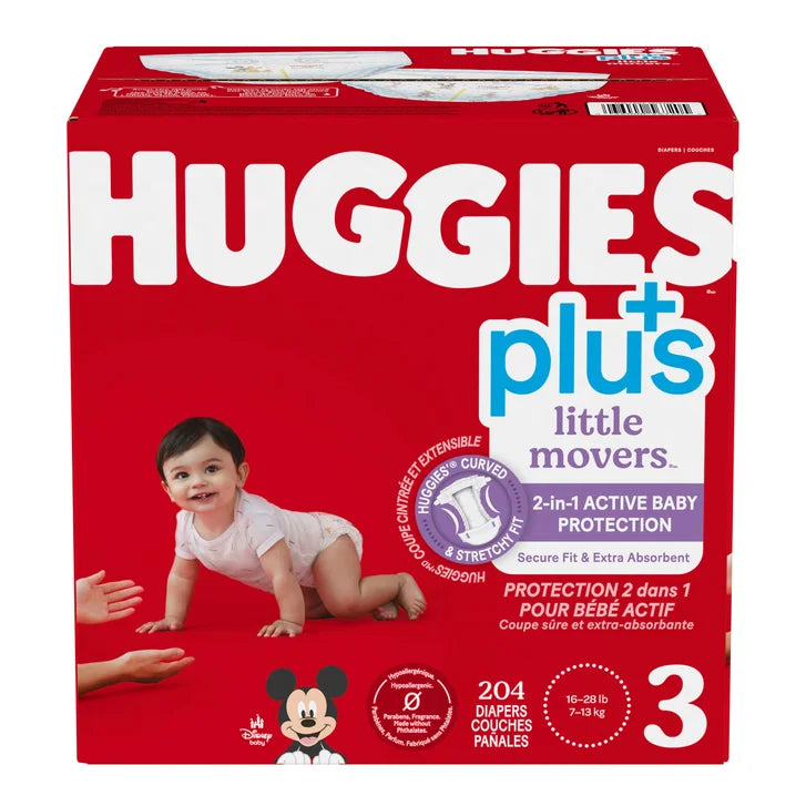 Huggies Little Movers Plus Diapers, Sizes 3 - 7 U3197