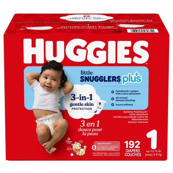 Huggies Little Snugglers Plus Diapers, Sizes 1 - 2 Q3188