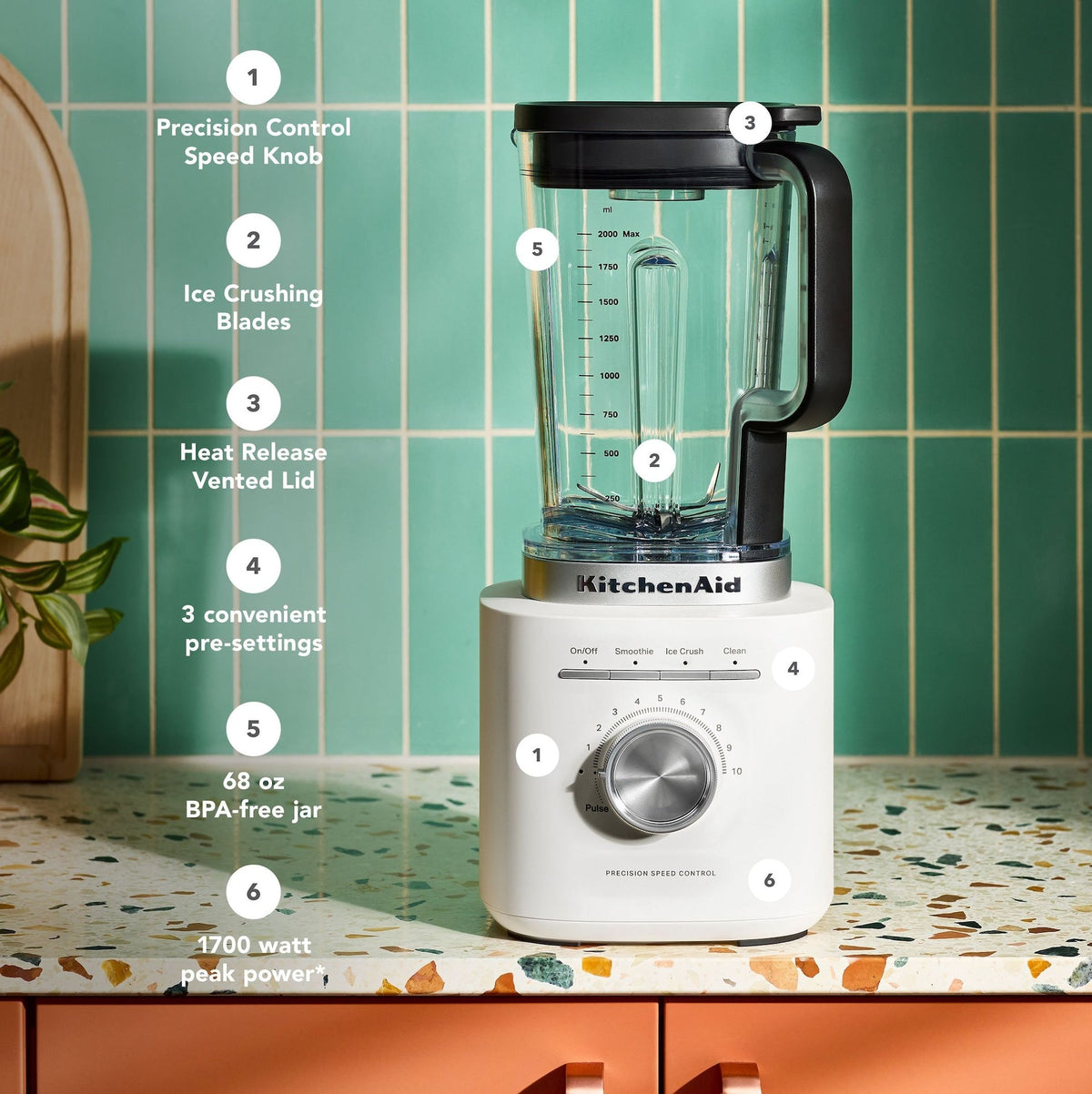 10-Speed Porcelain Pure Power Blender with Control Knob