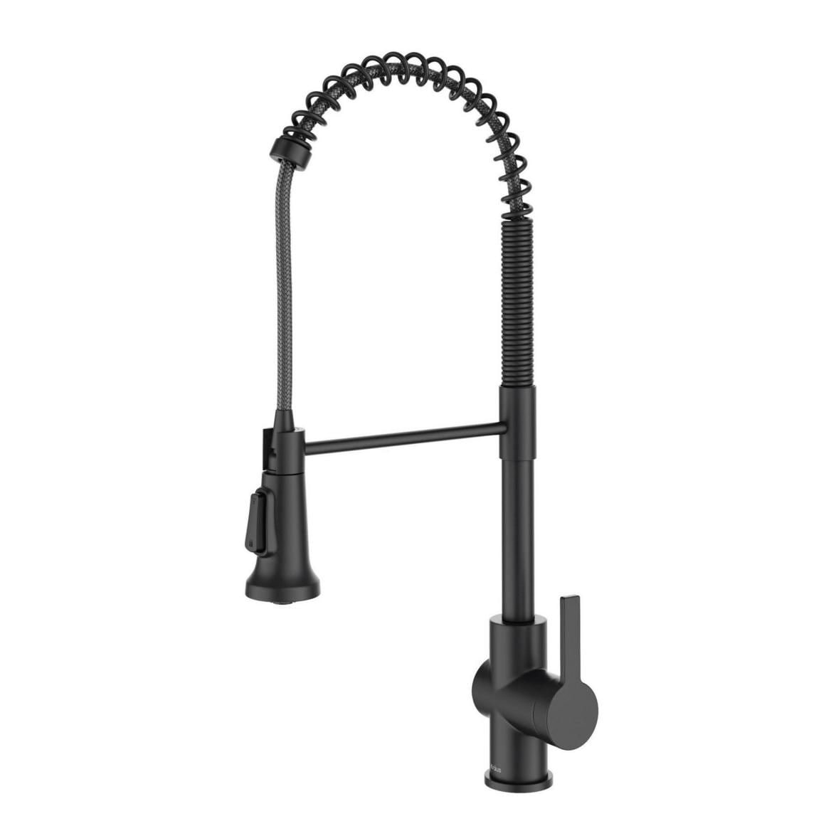 Britt Commercial Style Pull-Down Single Handle Kitchen Faucet, Matte Black