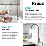 Britt Commercial Style Pull-Down Single Handle Kitchen Faucet, Matte Black