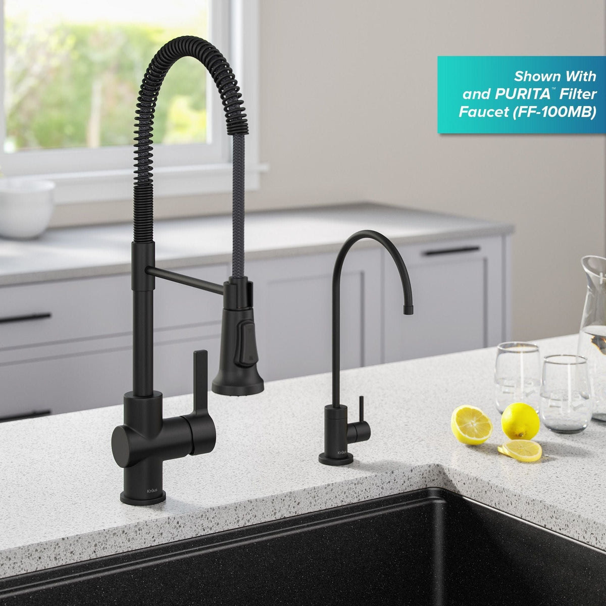 Britt Commercial Style Pull-Down Single Handle Kitchen Faucet, Matte Black