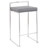 Fuji Stacker Fixed-Height Counter Stool, Grey, 26-in, 2-pc