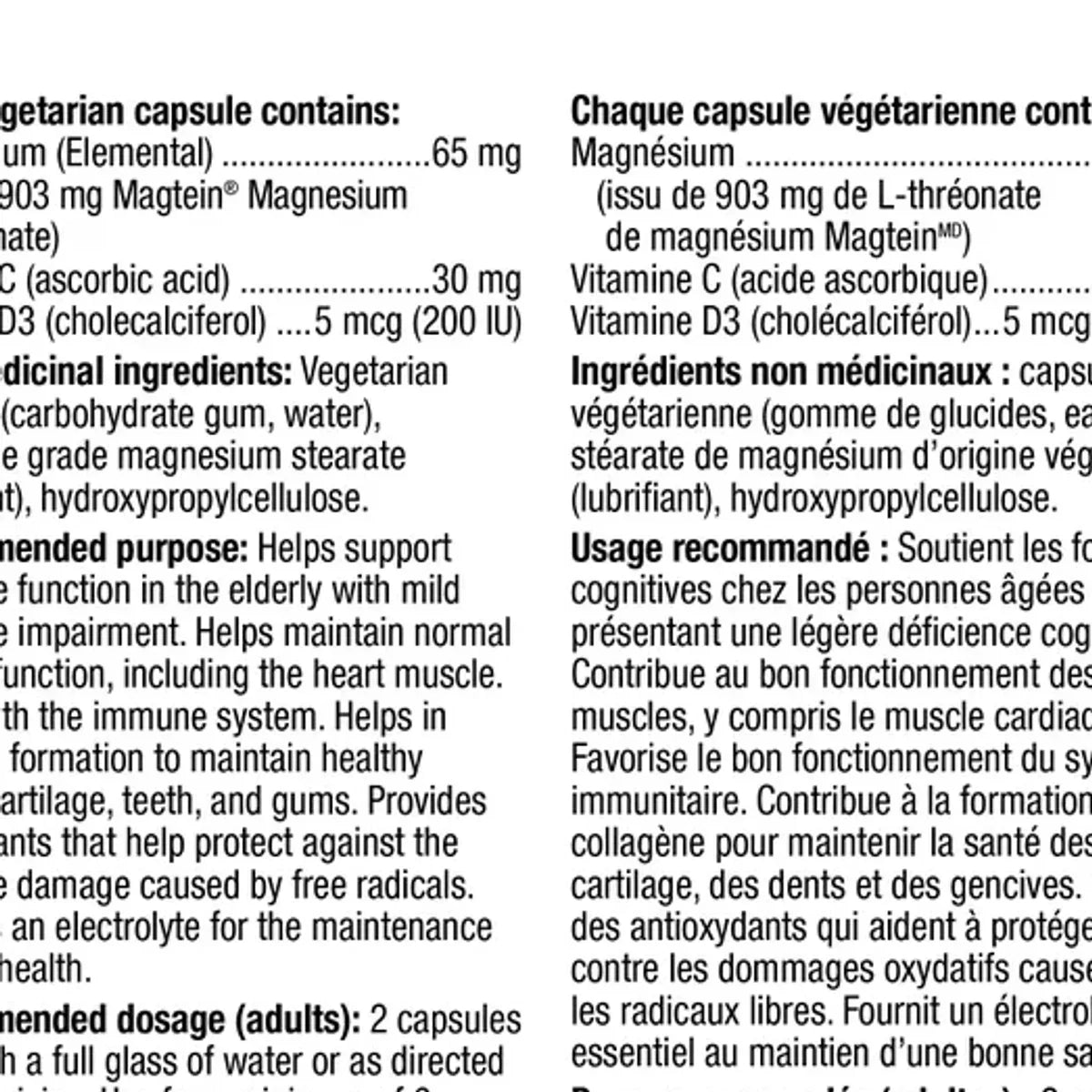Magtein Magnesium L-Threonate 100 Vcaps