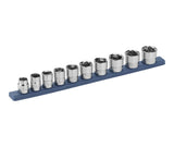 MAXIMUM 10 Piece 3/8" Drive Low Profile Socket Rail