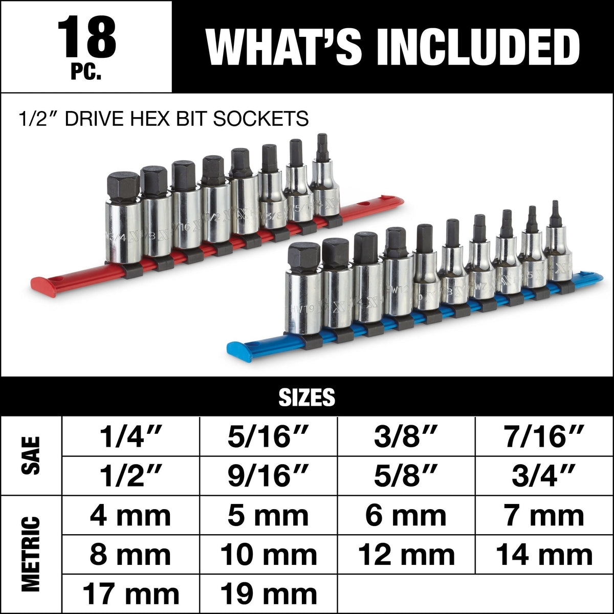 MAXIMUM 1/2-in Drive Hex Bit Socket Set, 18-pc
