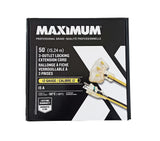 MAXIMUM 3-Outlet Locking Extension Cord, 50-ft, Yellow/Black