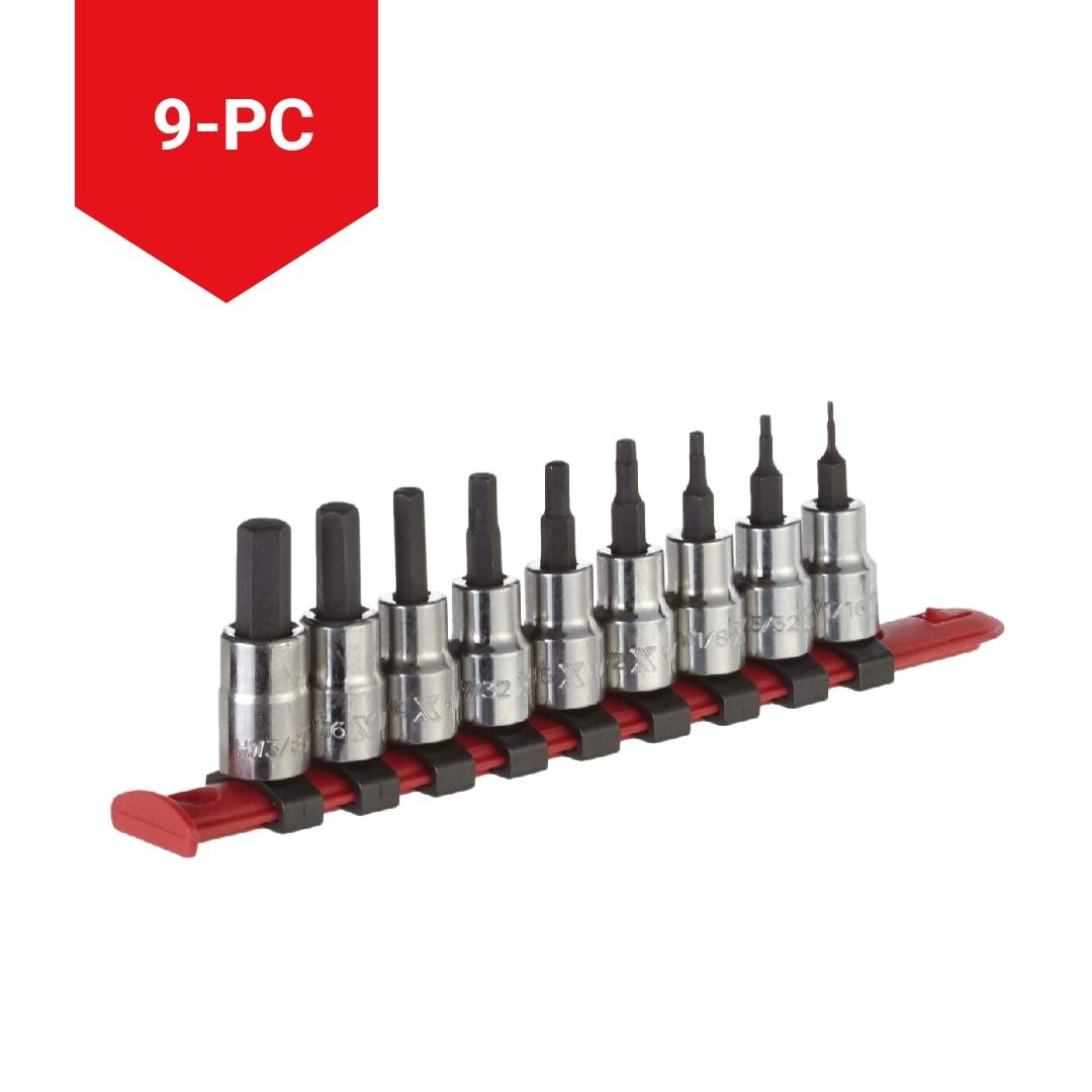 MAXIMUM 3/8-in Drive Hex Bit Socket Set, Chrome-Plated, 9-pc, SAE