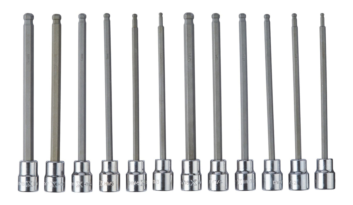 MAXIMUM Long-Arm Ball End Bit Socket Set, 3/8-in, 12-pc