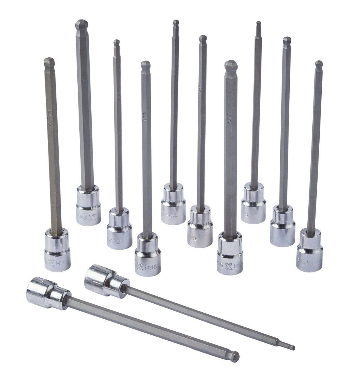 MAXIMUM Long-Arm Ball End Bit Socket Set, 3/8-in, 12-pc
