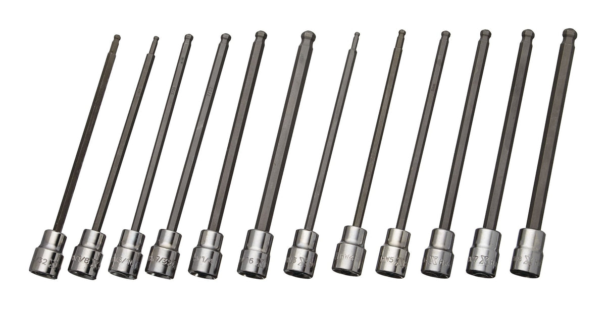MAXIMUM Long-Arm Ball End Bit Socket Set, 3/8-in, 12-pc