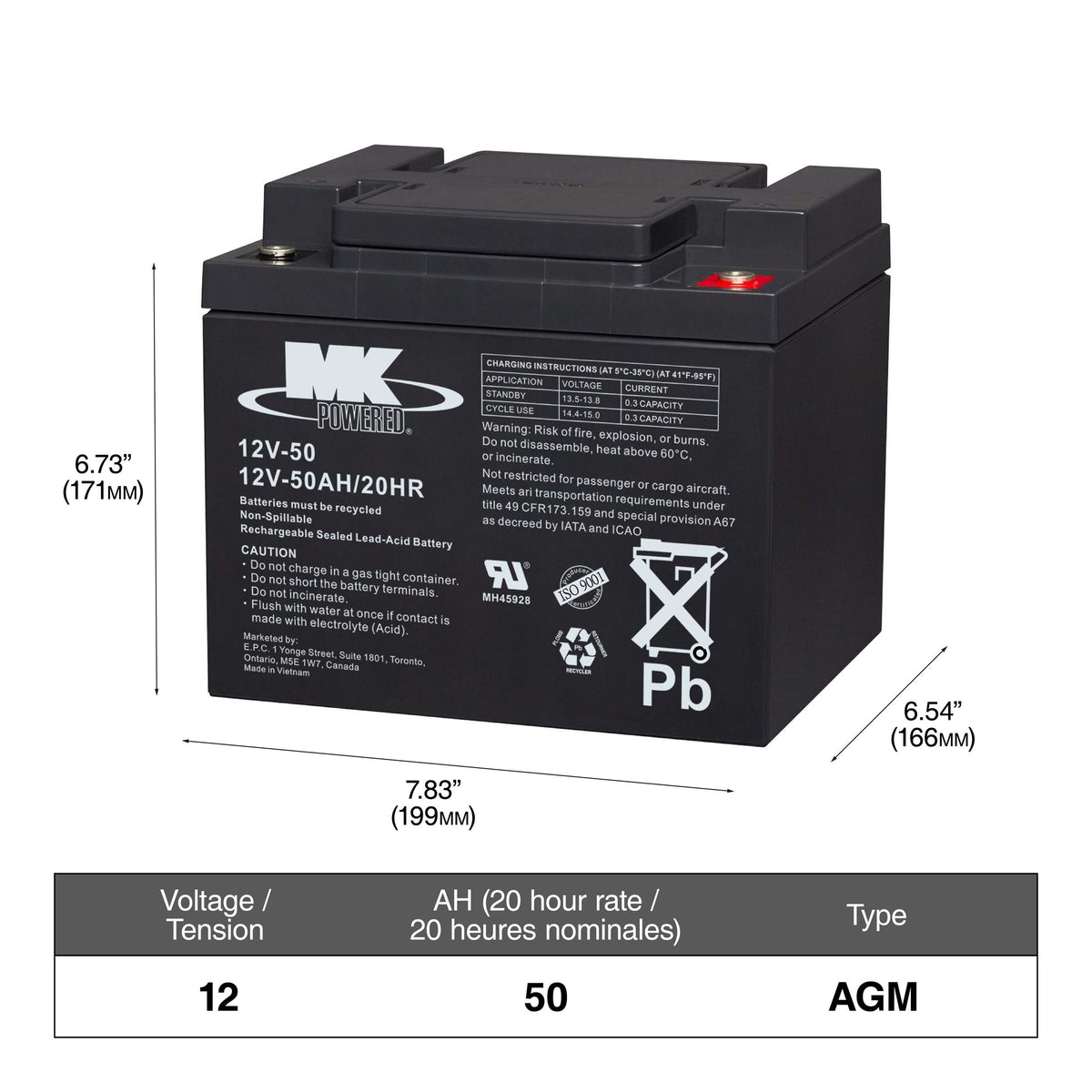12-Volt 50 Ah SLA Battery