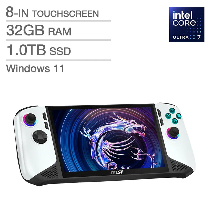 MSI CLAW 8 AI+ A2VM Polar Tempest Edition 8-in Touchscreen Handheld Gaming Computer, Intel Core Ultra 7 258V - 32GB RAM, 1TB SSD, Intel Arc G3293