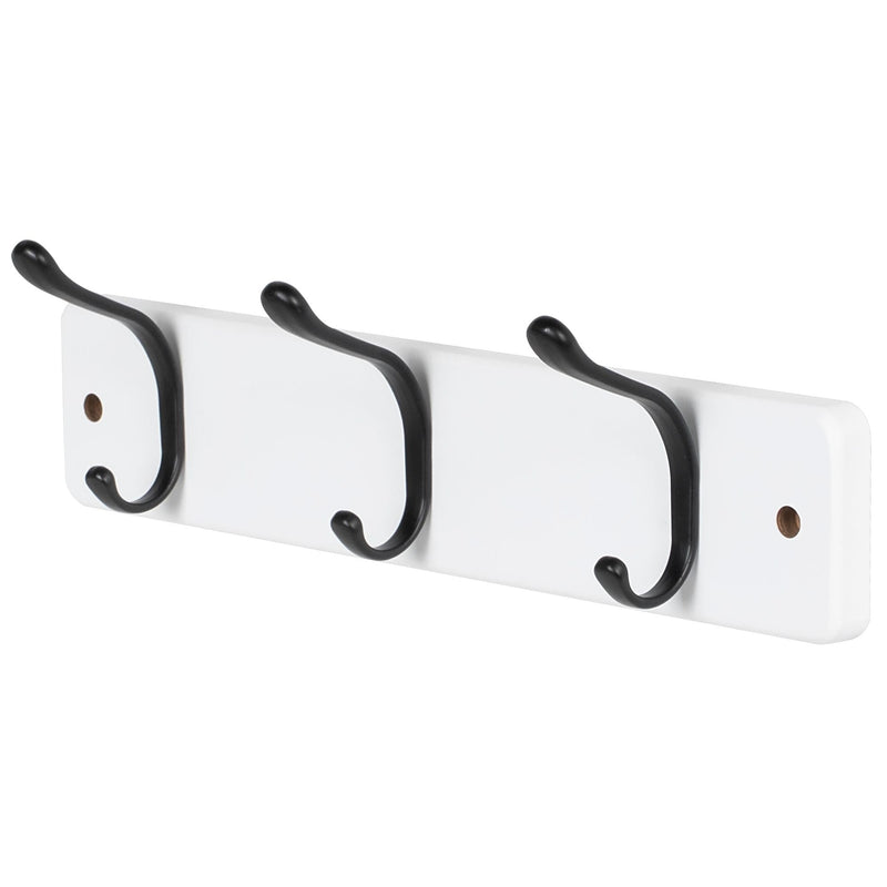 13.6" Modern Wall 3 Hook Rack, White R1249