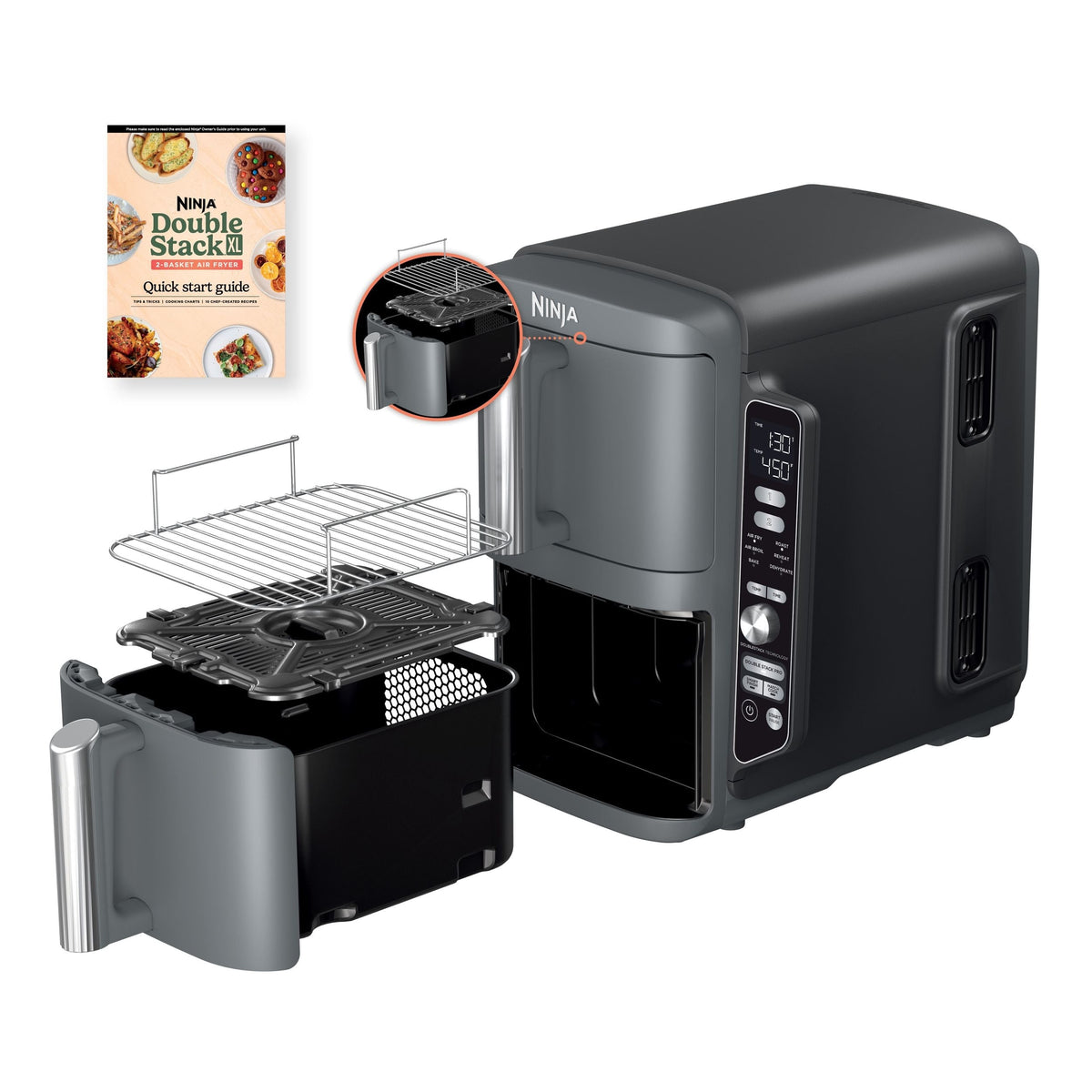 Ninja XL Multi-Rack Air Fryer with 2 Baskets & 6 Functions, 10-qt