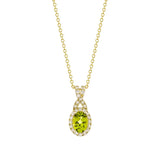 Oval Cut Peridot and Diamond Pendant (0.19 ctw)