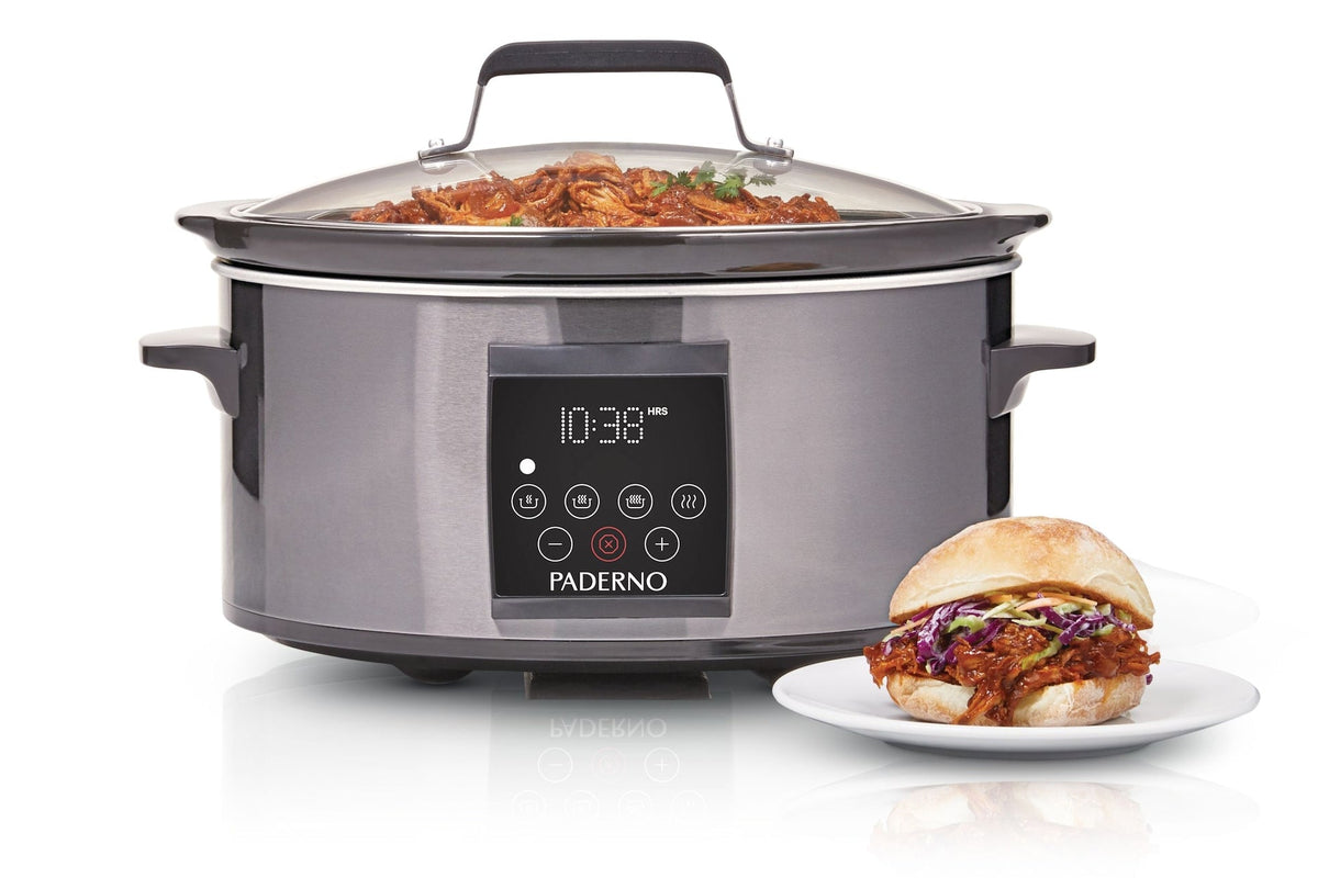 Digital Programmable Slow Cooker, Black Stainless Steel, 6qt