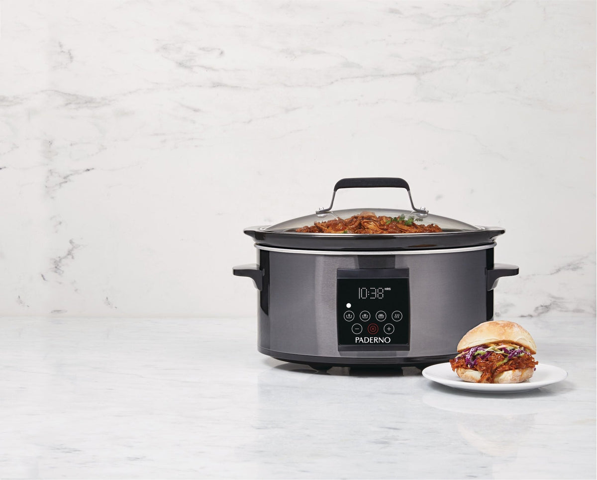 Digital Programmable Slow Cooker, Black Stainless Steel, 6qt